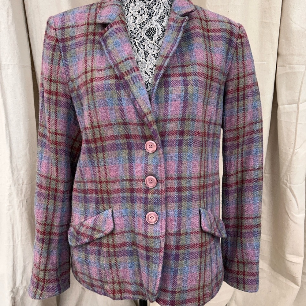Appleseed's Pink and Purple Plaid Blazer